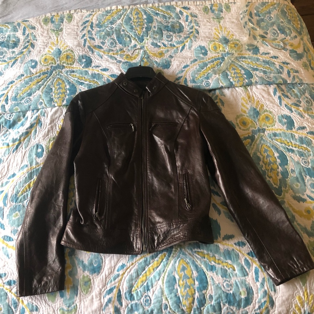 Chocolate Leather Jacket. REAL LEATHER